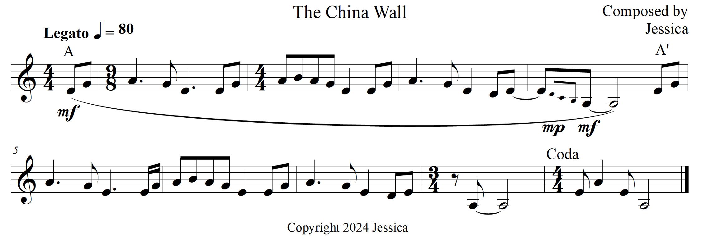 china wall composed by Jessica copyright 2023